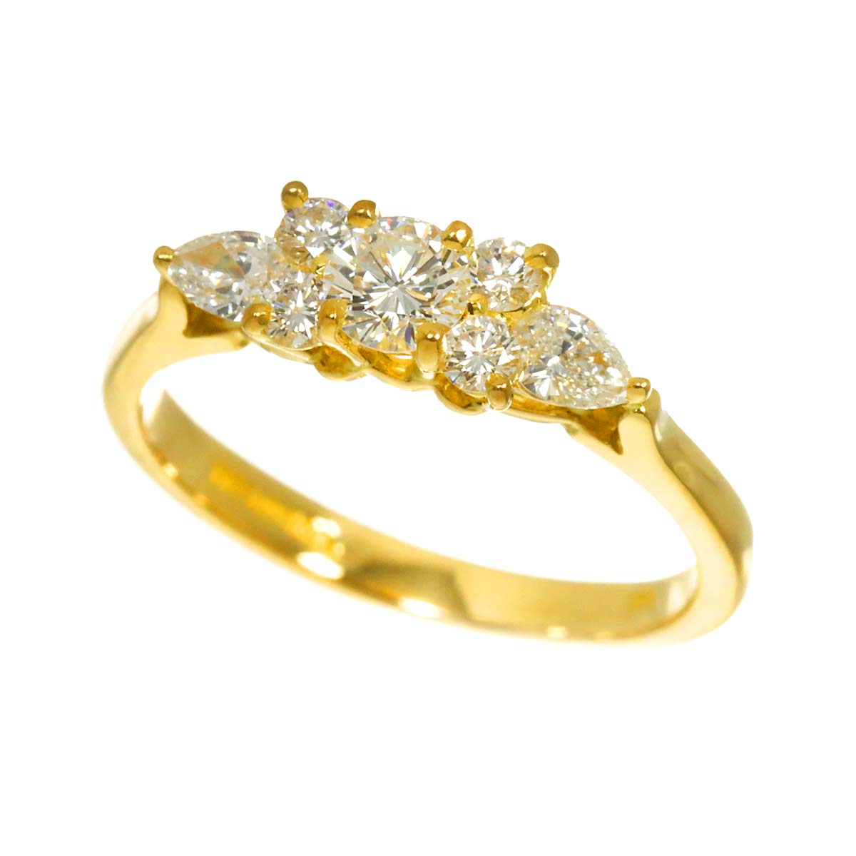 Seven Stone Diamond Ring 18K YG 750 size5.75-6(US)