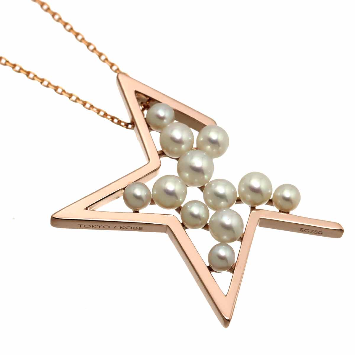 Freshwater cultured pearl 3.8-2.9mm Necklace 18K Pink Gold 750