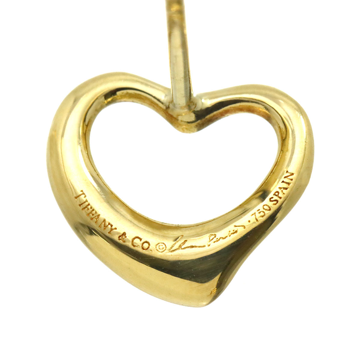 Open Heart Earrings Pierced 18K Yellow Gold 750
