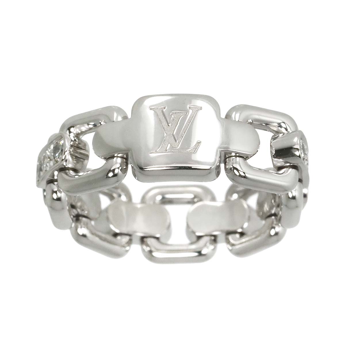 LOUIS VUITTON Petit Bague Diamond Ring 18K WG 750 size49 4.75-5(US)