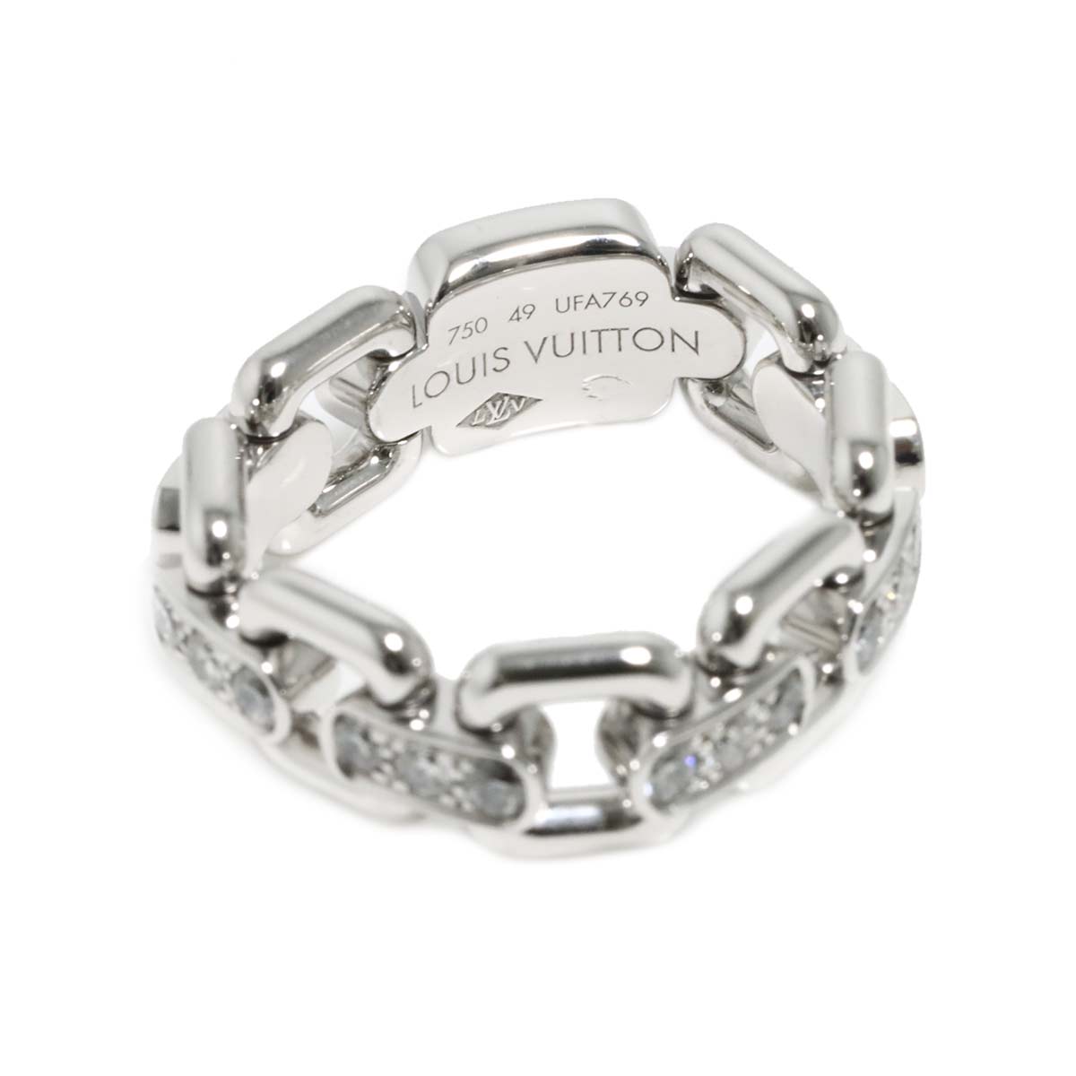 LOUIS VUITTON Petit Bague Diamond Ring 18K WG 750 size49 4.75-5(US)