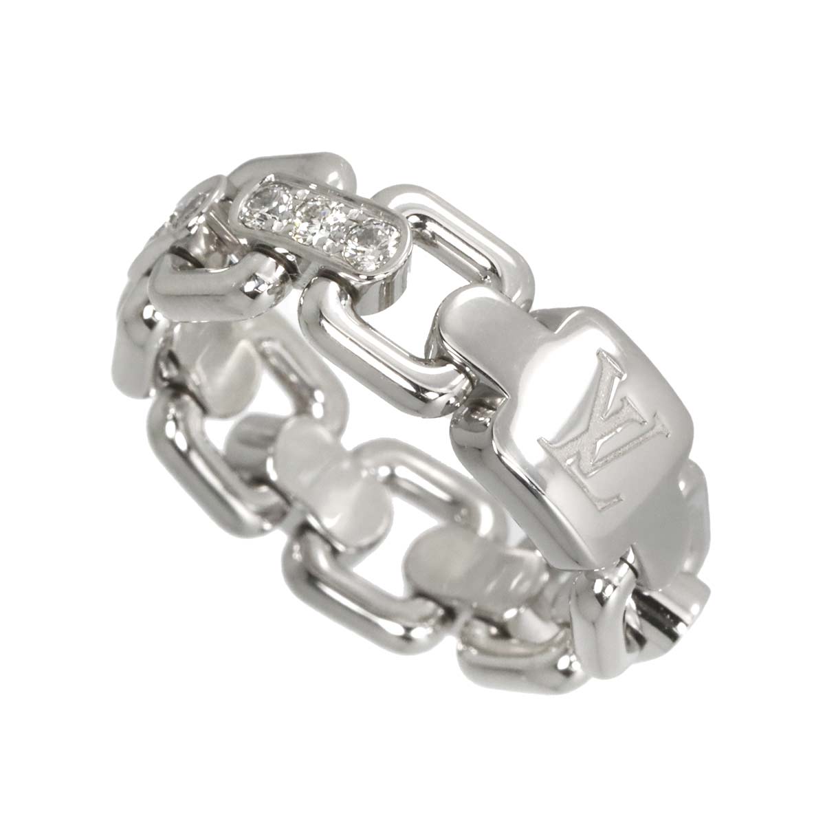 LOUIS VUITTON Petit Bague Diamond Ring 18K WG 750 size49 4.75-5(US)