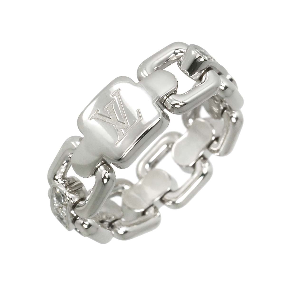 LOUIS VUITTON Petit Bague Diamond Ring 18K WG 750 size49 4.75-5(US)