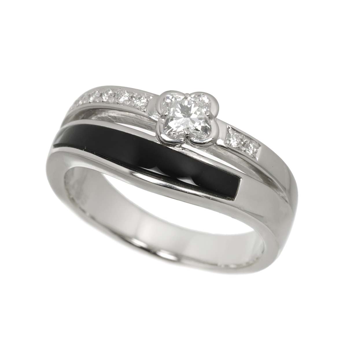 Diamond 0.35/0.06ct Onyx Ring Platinum size7.5(US)