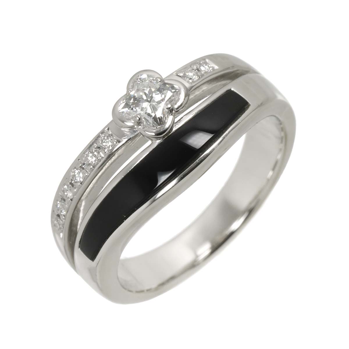 Diamond 0.35/0.06ct Onyx Ring Platinum size7.5(US)