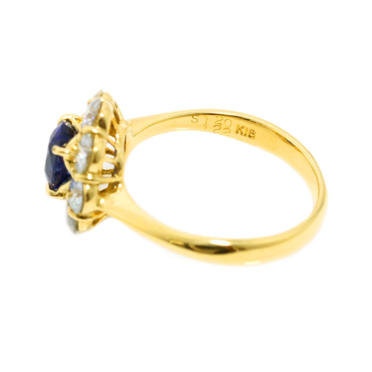 Sapphire 1.20ct Diamond 1.22ct Ring 18K Yellow Gold 750 6 (US)