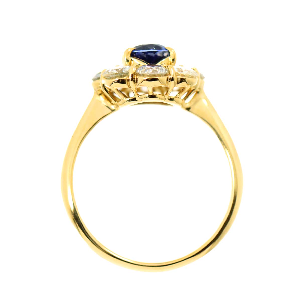 Sapphire 1.20ct Diamond 1.22ct Ring 18K Yellow Gold 750 6 (US)