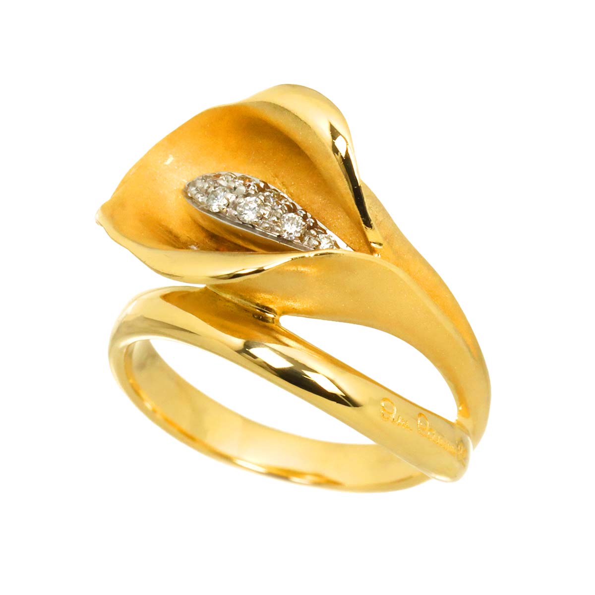 Diamond Ring 18K YG 750 Size6.5-6.75(US)