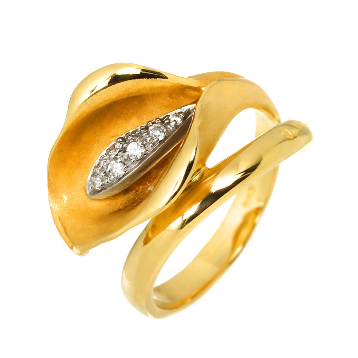 Diamond Ring 18K YG 750 Size6.5-6.75(US)