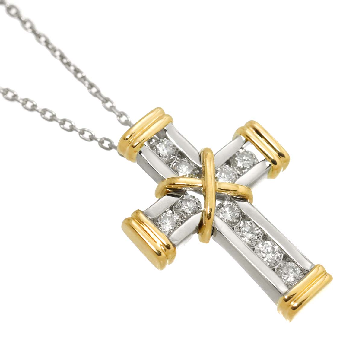 Diamond 0.50ct Necklace Pt 18K YG 750 Platinum