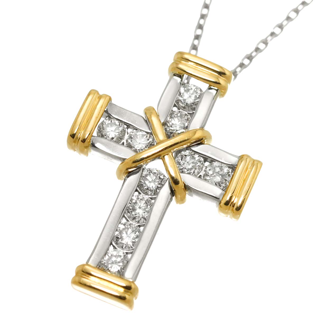 Diamond 0.50ct Necklace Pt 18K YG 750 Platinum