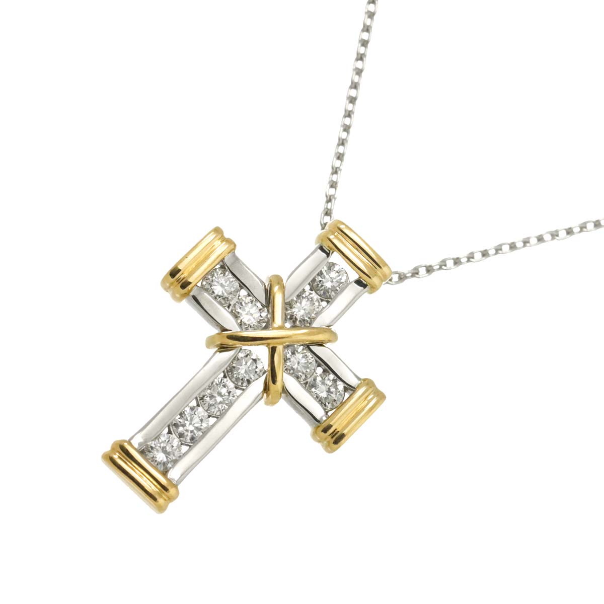 Diamond 0.50ct Necklace Pt 18K YG 750 Platinum