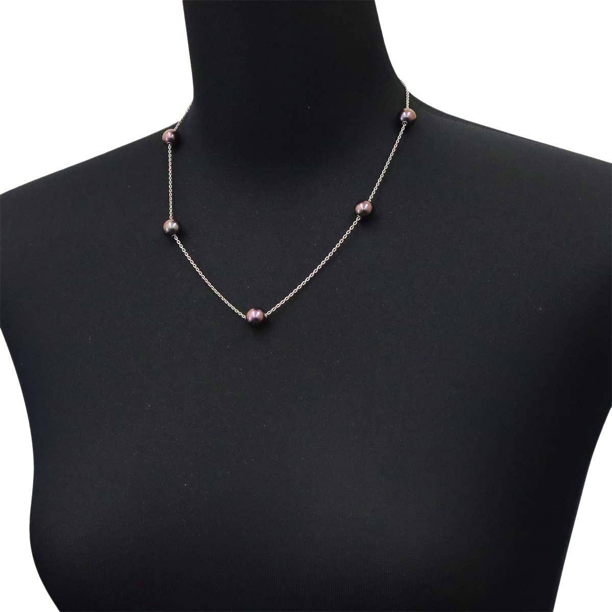 Black Pearl 9.4-9.3mm Diamond Necklace 18K WG 750