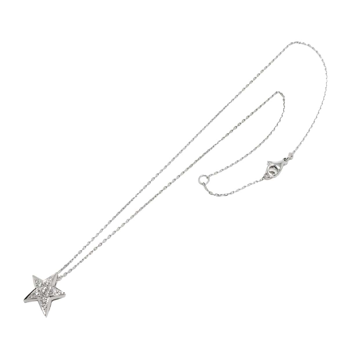 Comet Diamond Necklace MM 18K White Gold 750