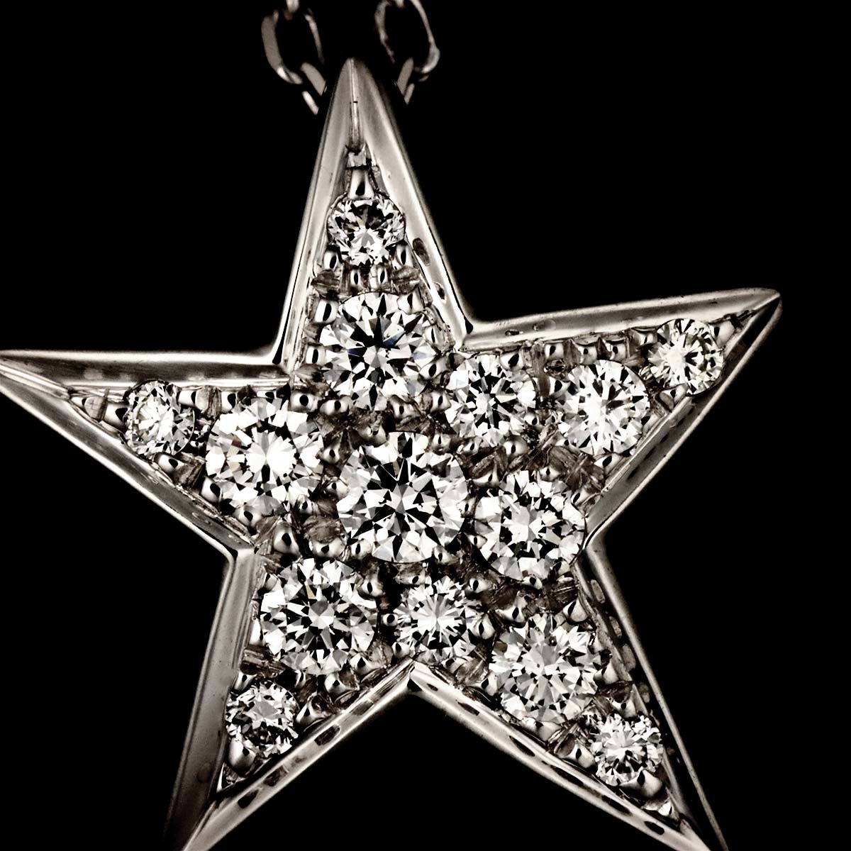 Comet Diamond Necklace MM 18K White Gold 750