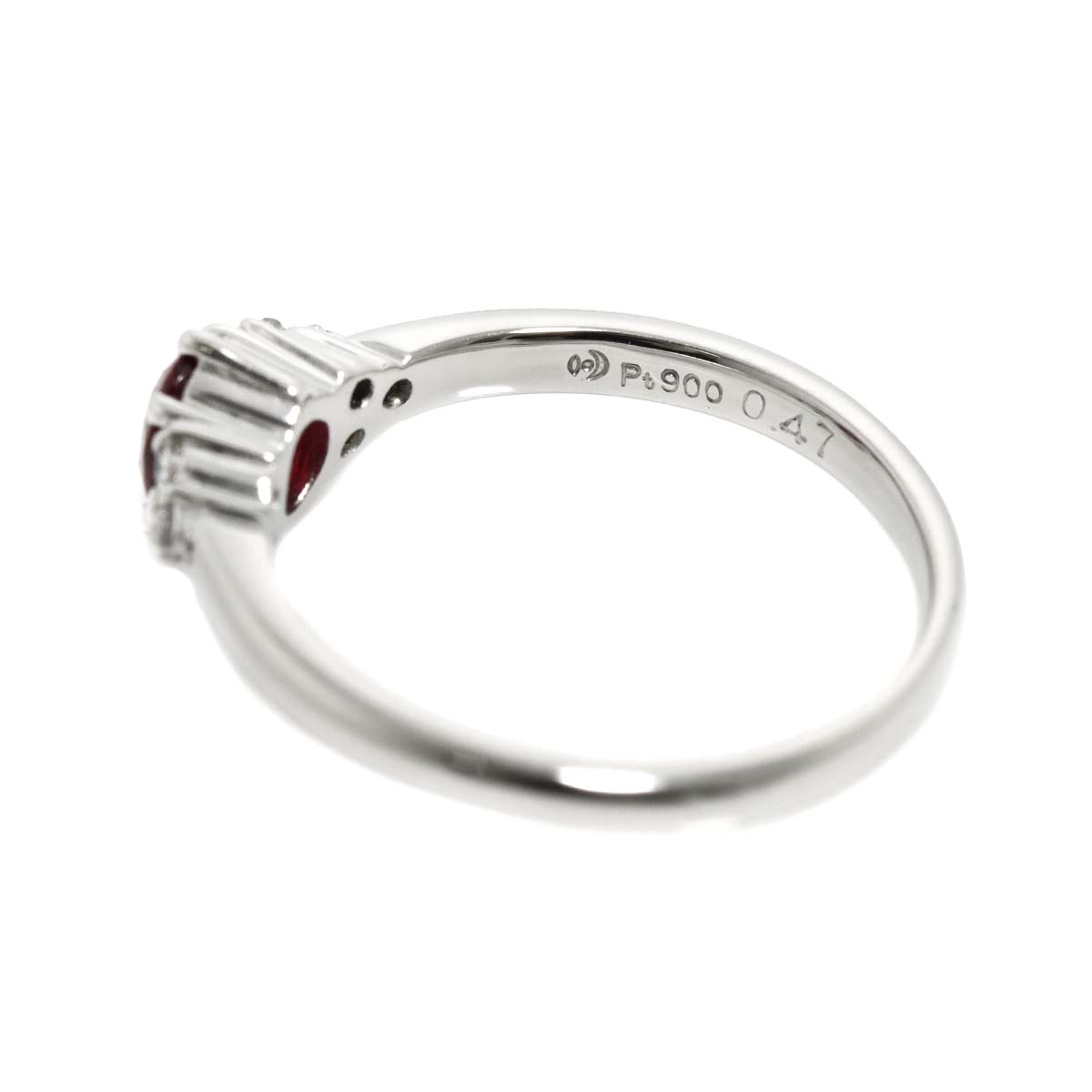 Ruby 0.47ct Diamond 0.07ct Ring Pt Platinum 5.25(US)