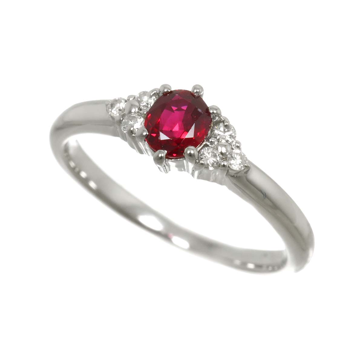 Ruby 0.47ct Diamond 0.07ct Ring Pt Platinum 5.25(US)
