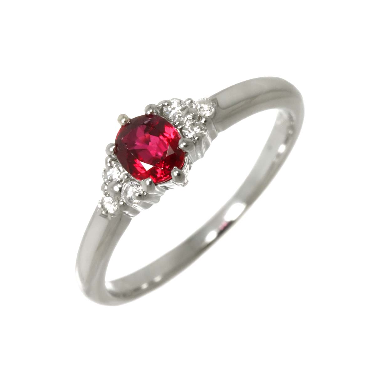 Ruby 0.47ct Diamond 0.07ct Ring Pt Platinum 5.25(US)