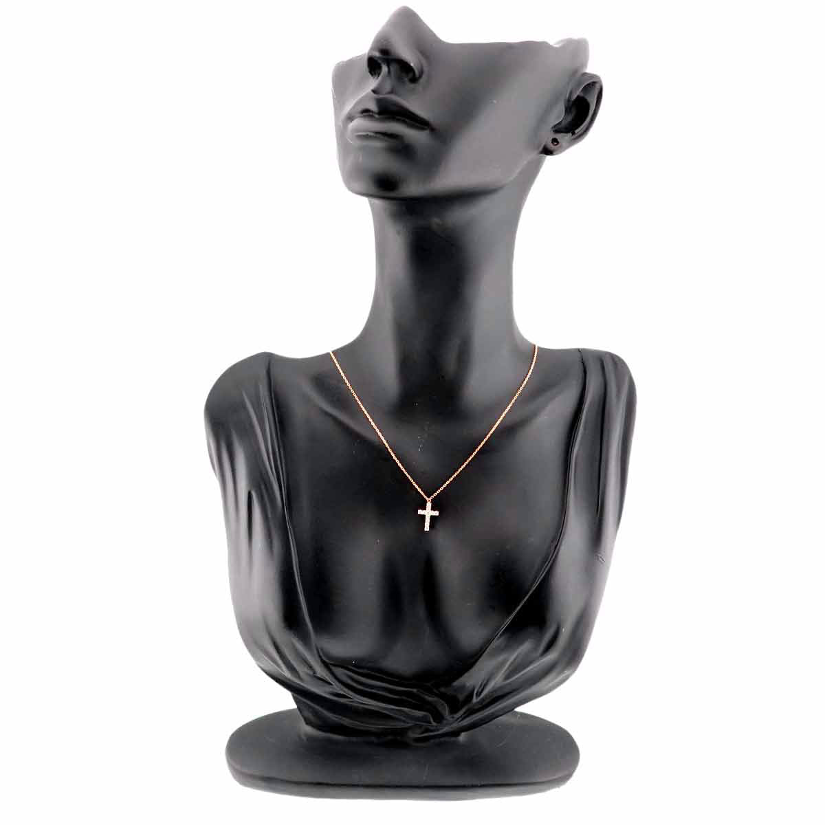 Cross Diamond Necklace 18K Pink Gold 750