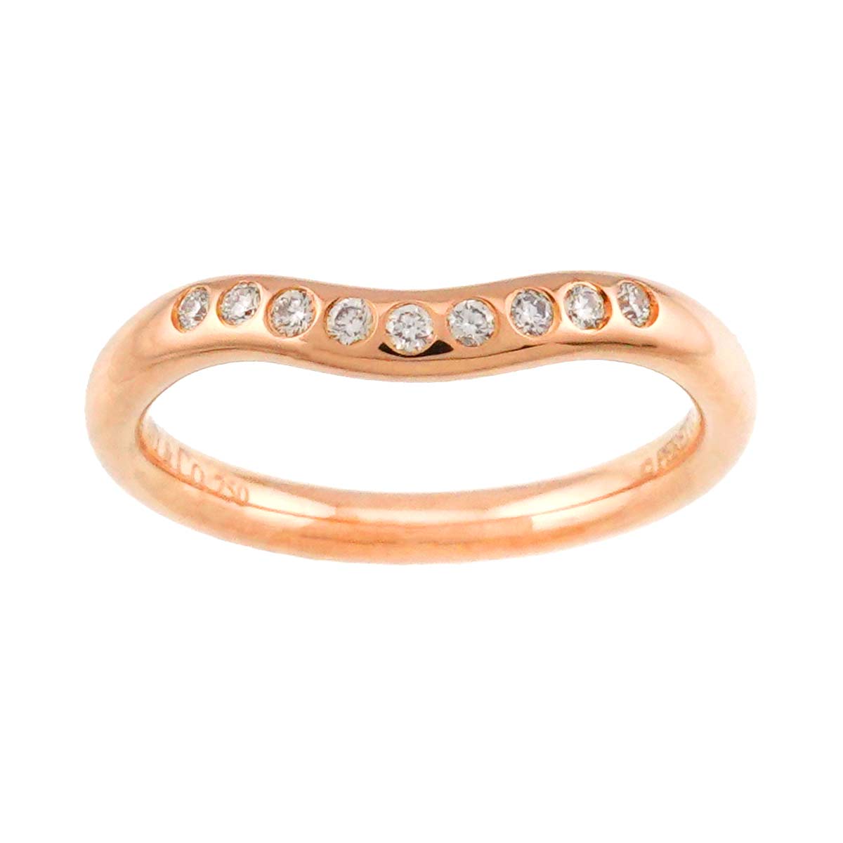 Curved Band Diamond Ring 18K PG 750 Size3.75-4(US)