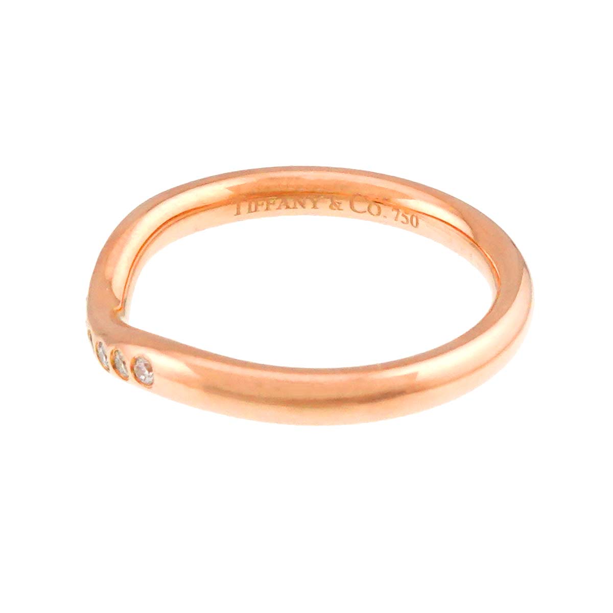 Curved Band Diamond Ring 18K PG 750 Size3.75-4(US)