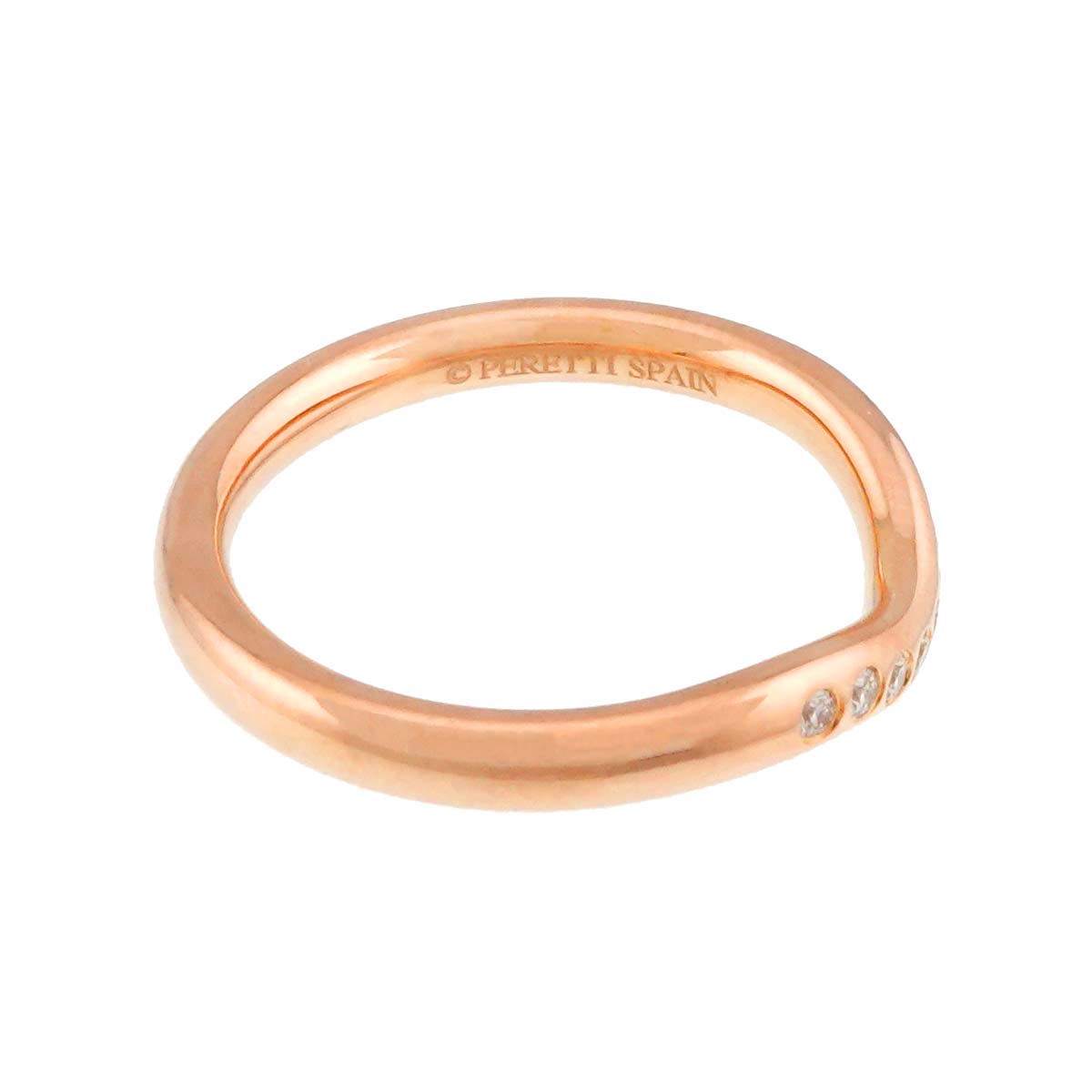 Curved Band Diamond Ring 18K PG 750 Size3.75-4(US)