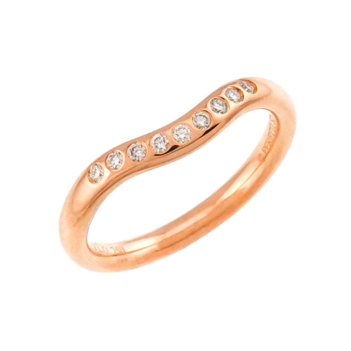 Curved Band Diamond Ring 18K PG 750 Size3.75-4(US)