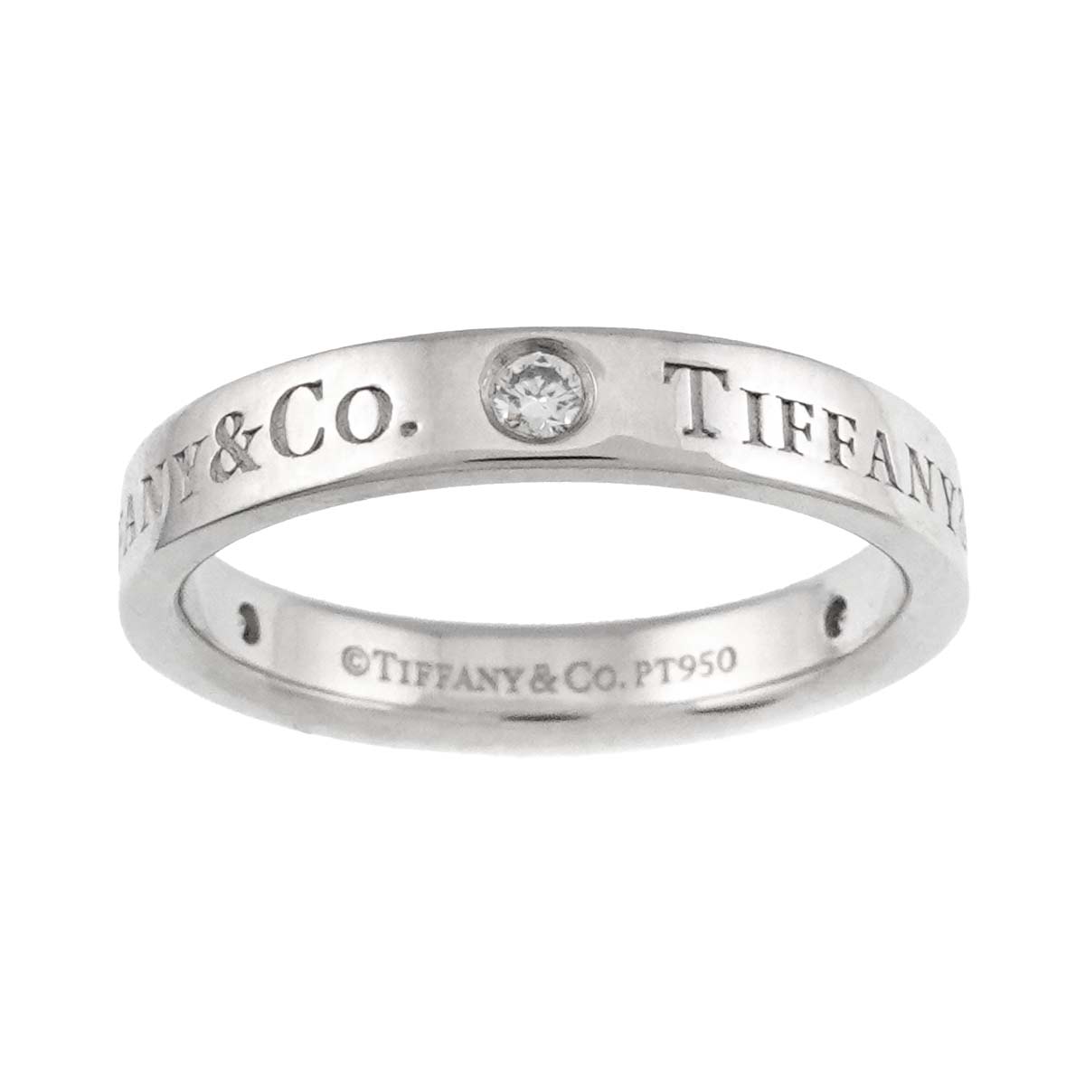Logo Band Ring Diamond 3P Platinum Size4.5(US)