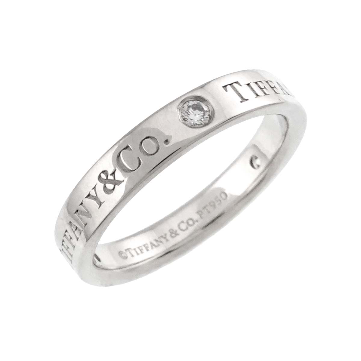 Logo Band Ring Diamond 3P Platinum Size4.5(US)