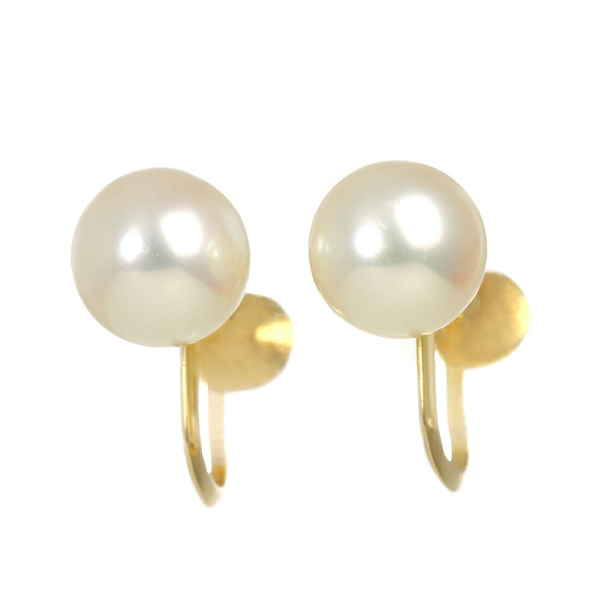 Akoya Pearl 8.2mm Diamond Earrings Clip on 18K YG 750
