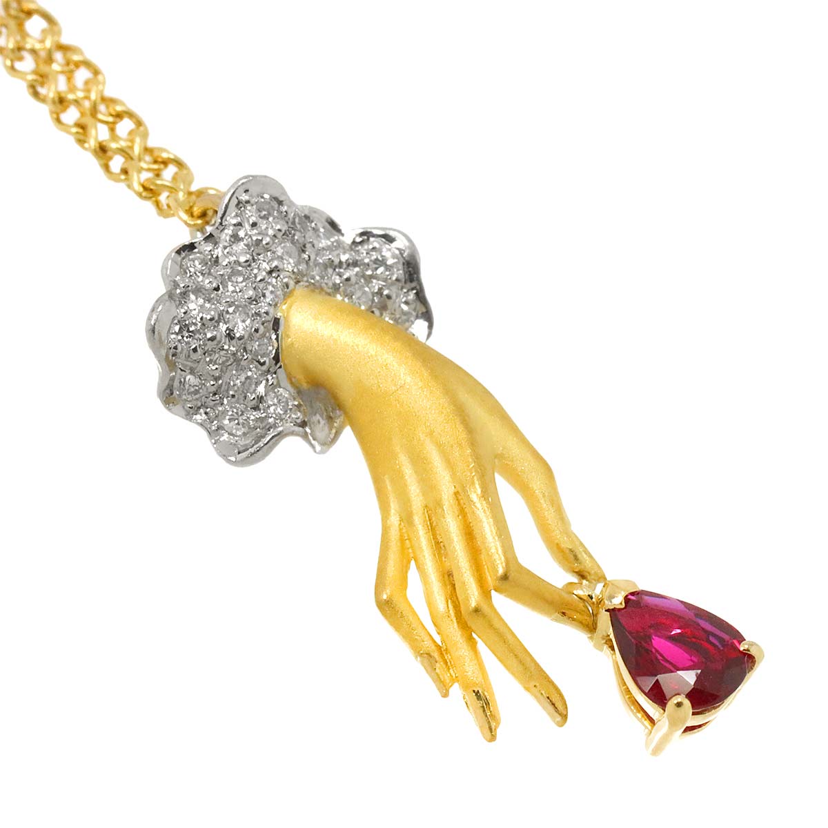 Ruby Diamond Necklace 18K YG WG 750