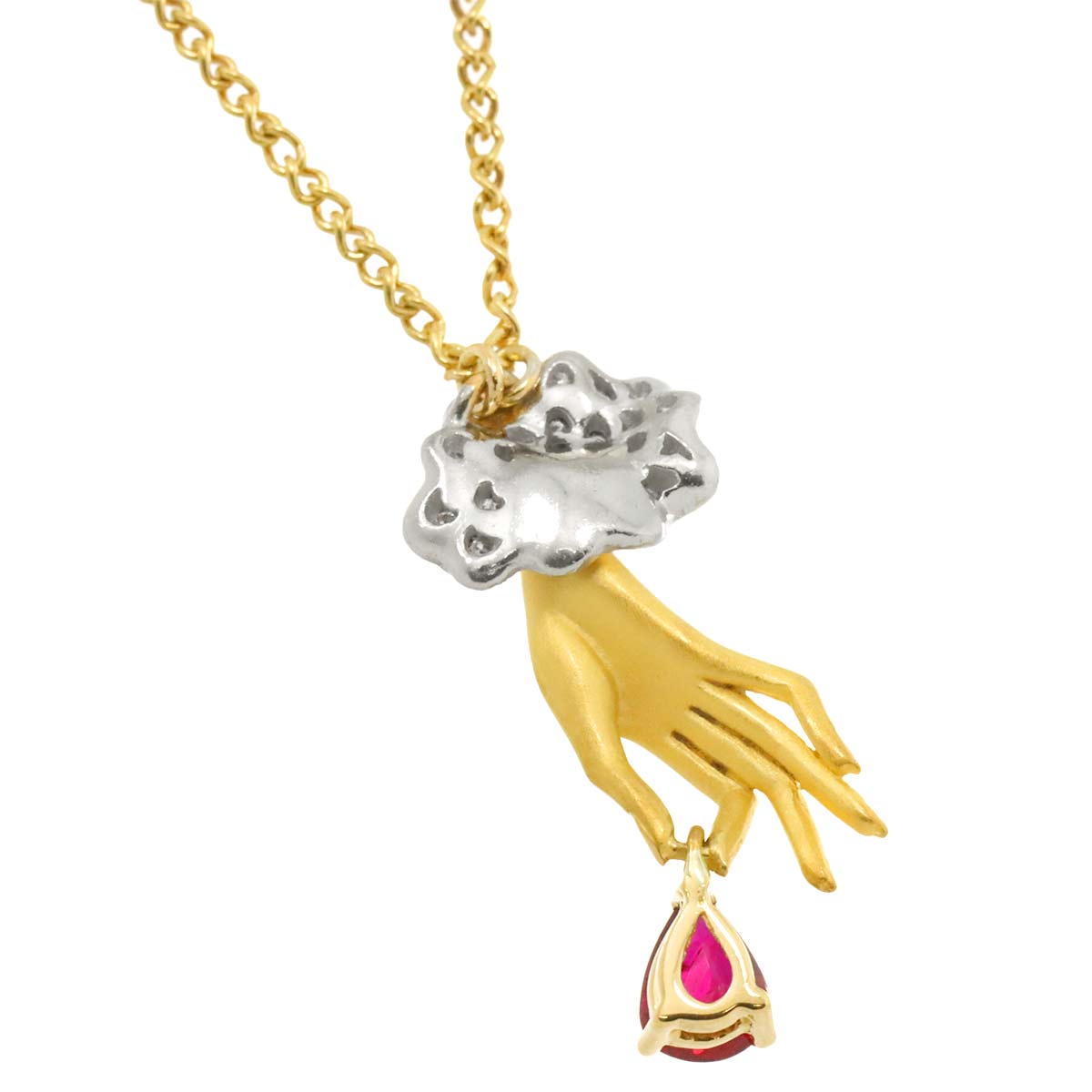 Ruby Diamond Necklace 18K YG WG 750