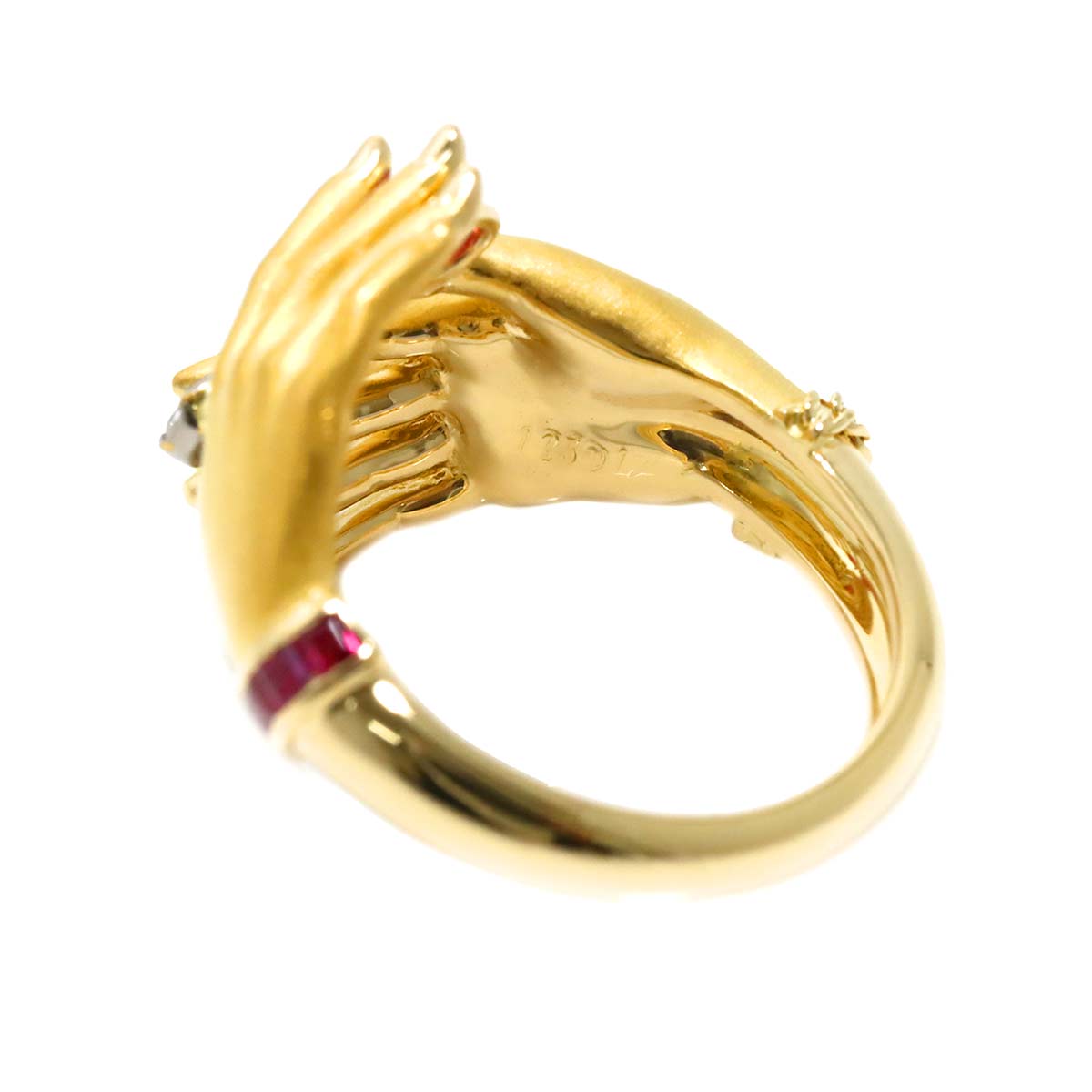 Ruby Diamond Ring K18 YG 750 Size6(US)