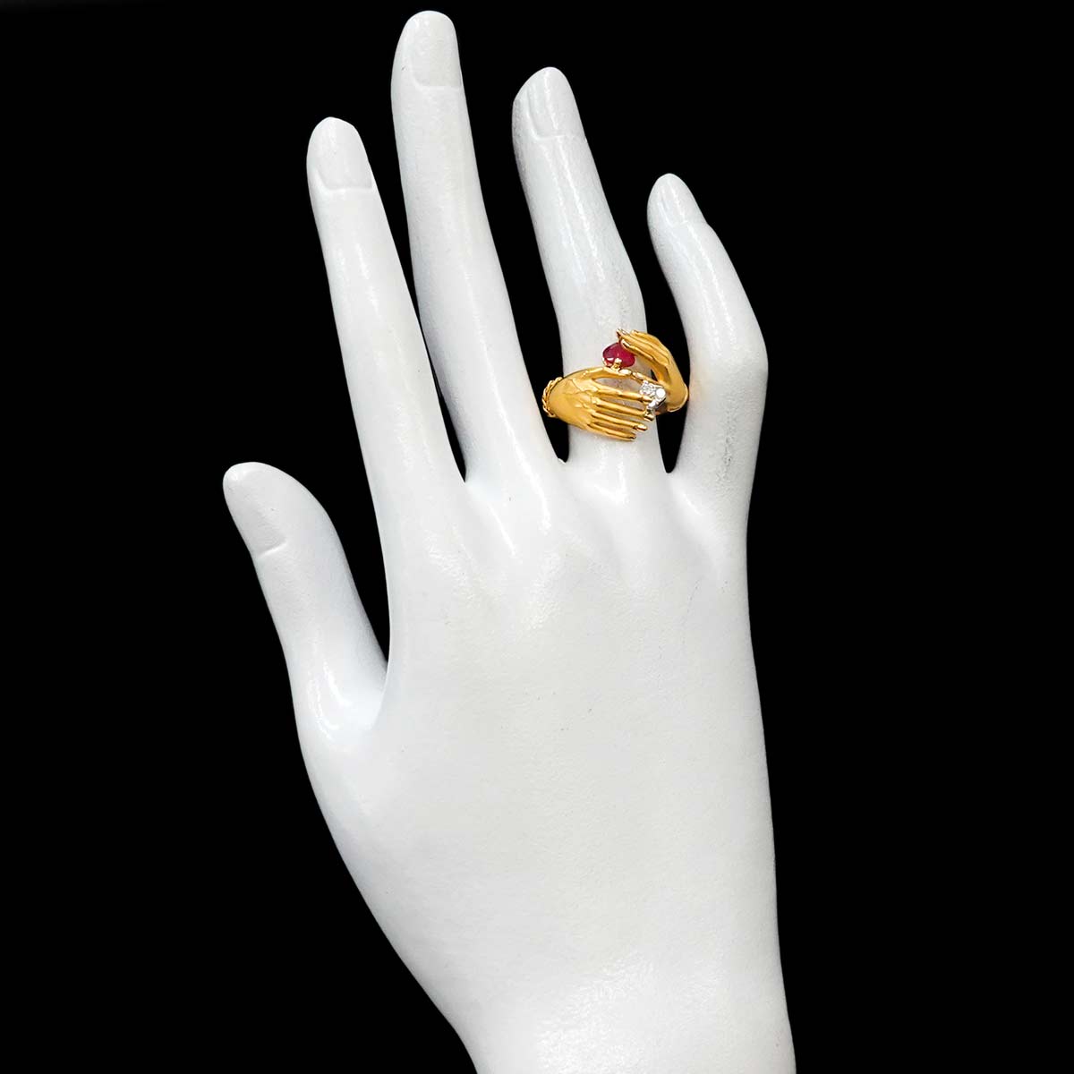 Ruby Diamond Ring K18 YG 750 Size6(US)