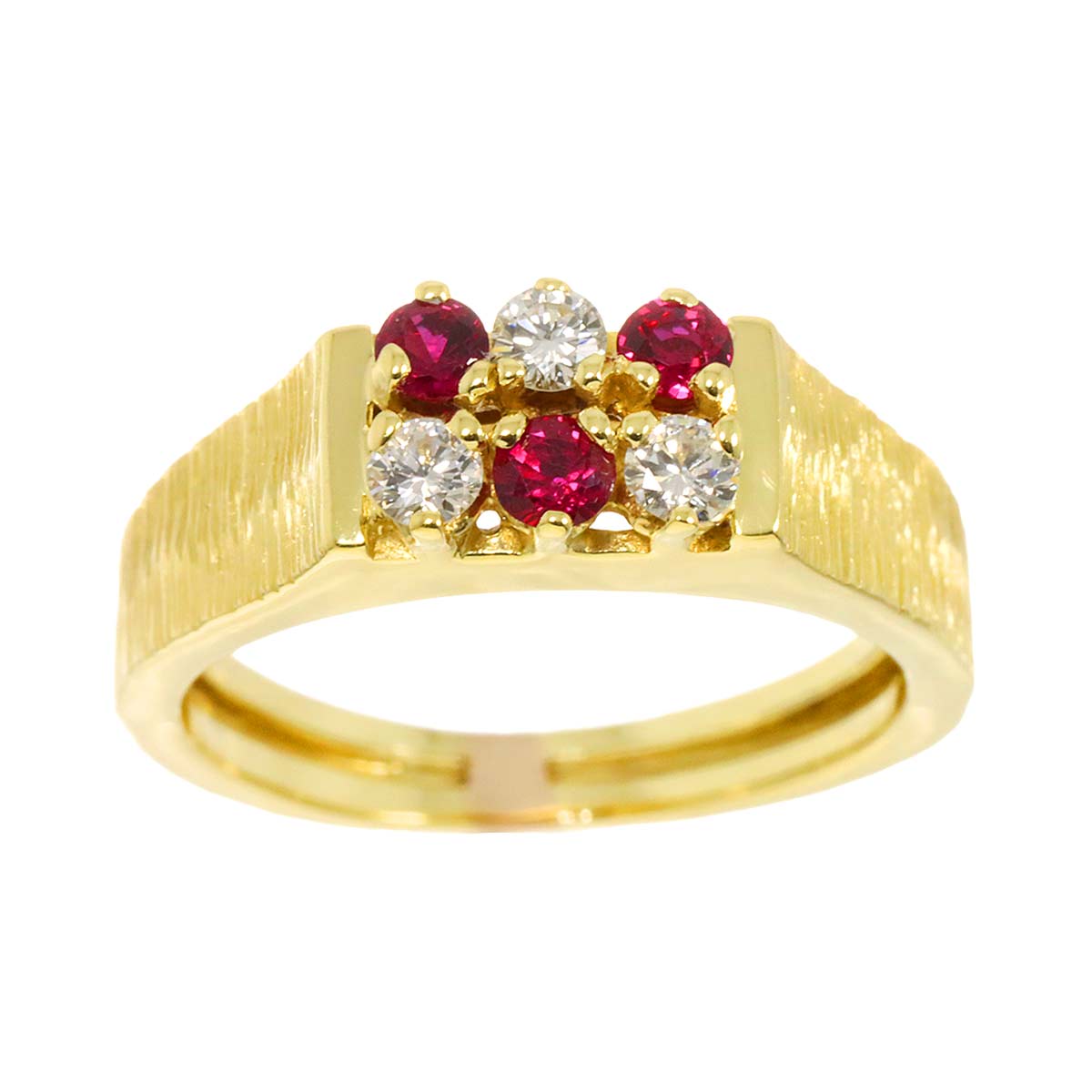 Ruby Diamond Ring 18K YG 750 size6.25-6.5(US)