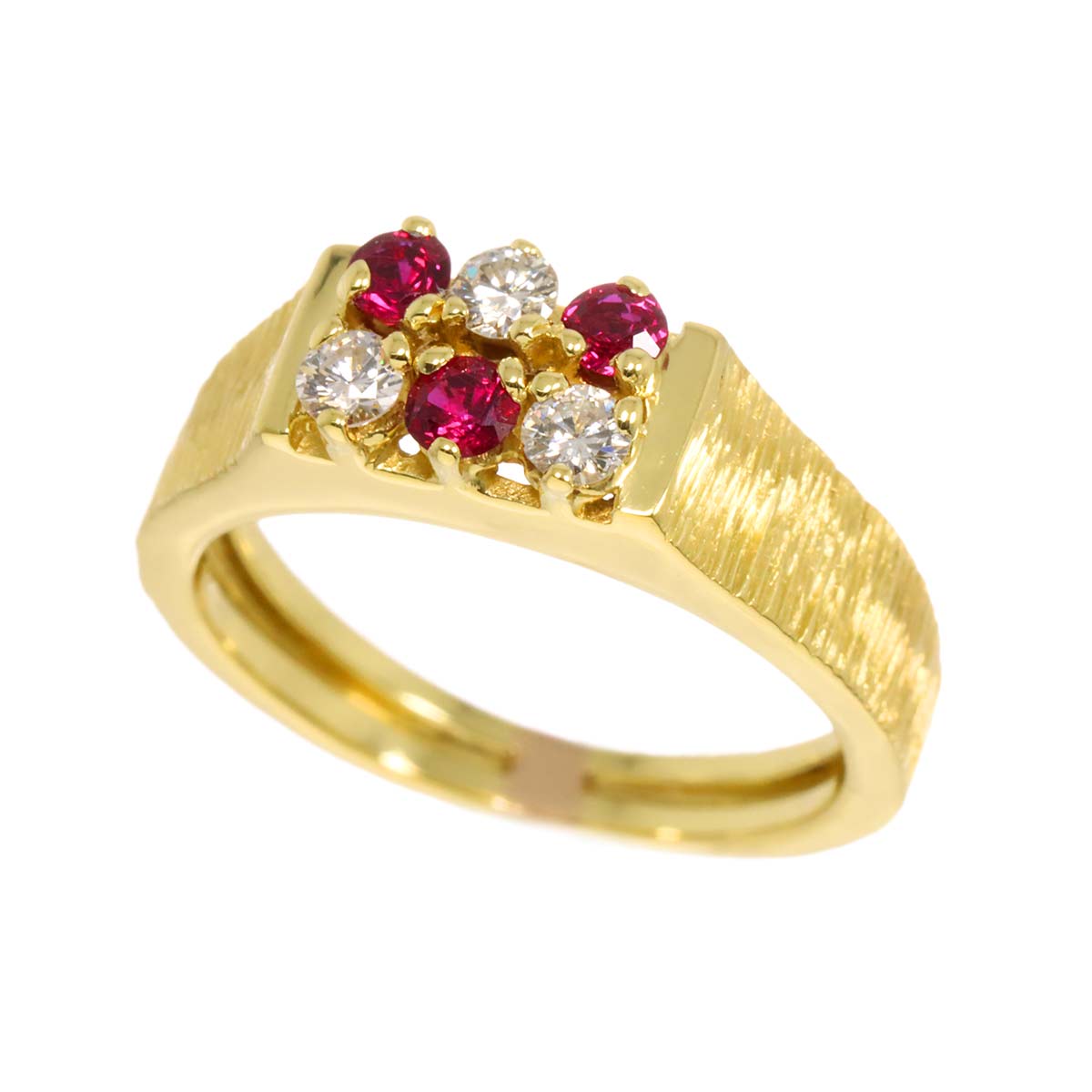 Ruby Diamond Ring 18K YG 750 size6.25-6.5(US)