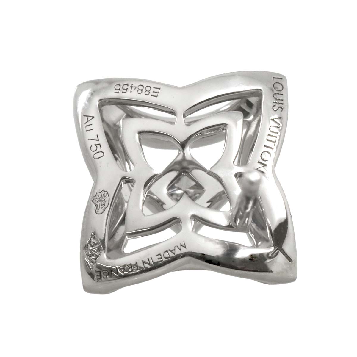 Diamond Blossom Flower Earring Pierced 18K WG 750