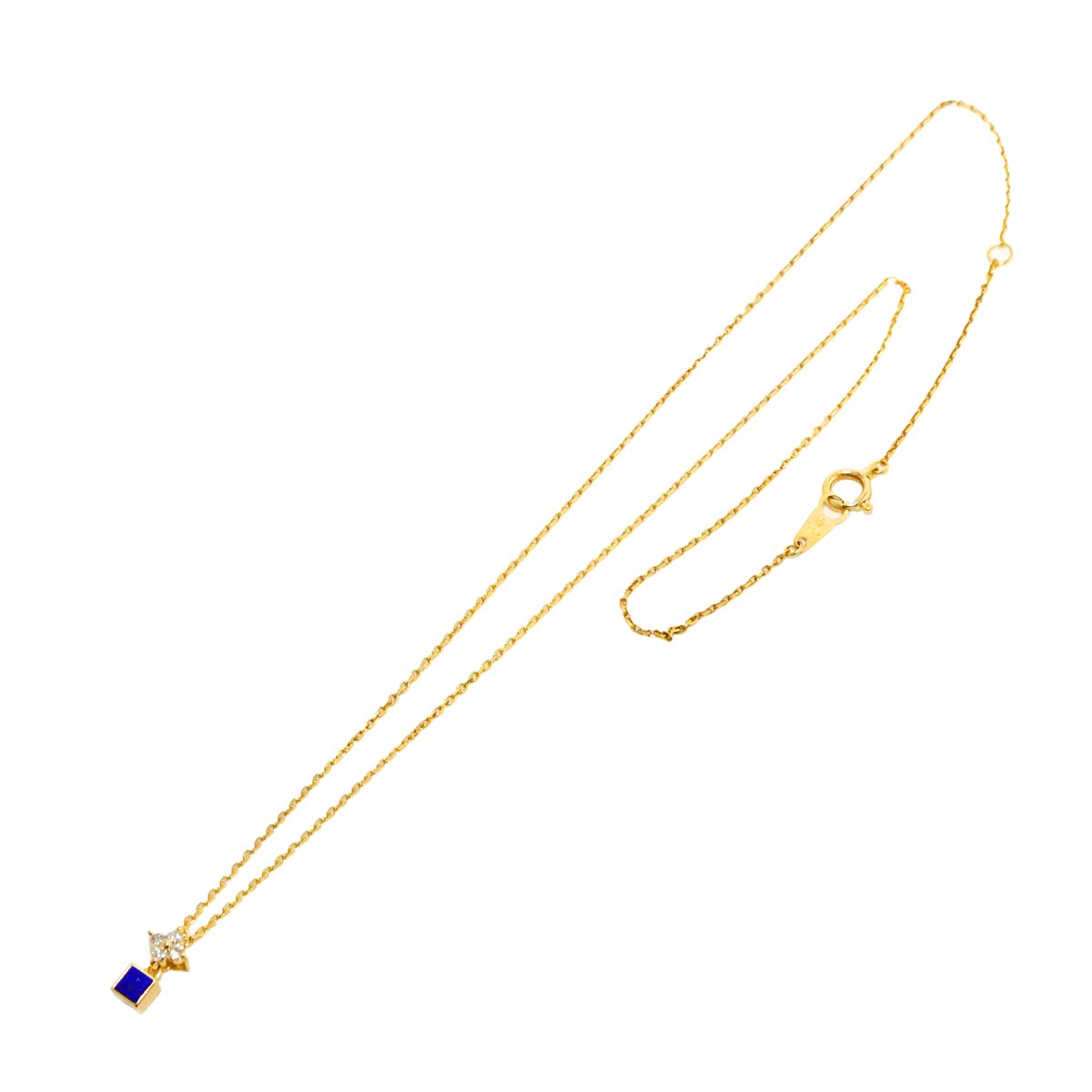Lapis Lazuli Diamond 0.09ct Necklace 18K YG 750