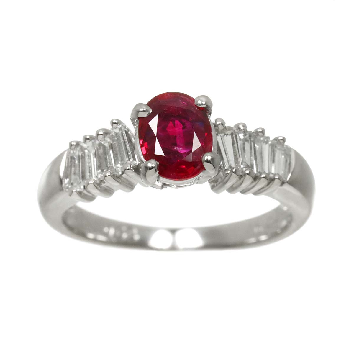 Ruby 0.68ct Diamond 0.46ct Ring Pt Platinum 5.25(US)