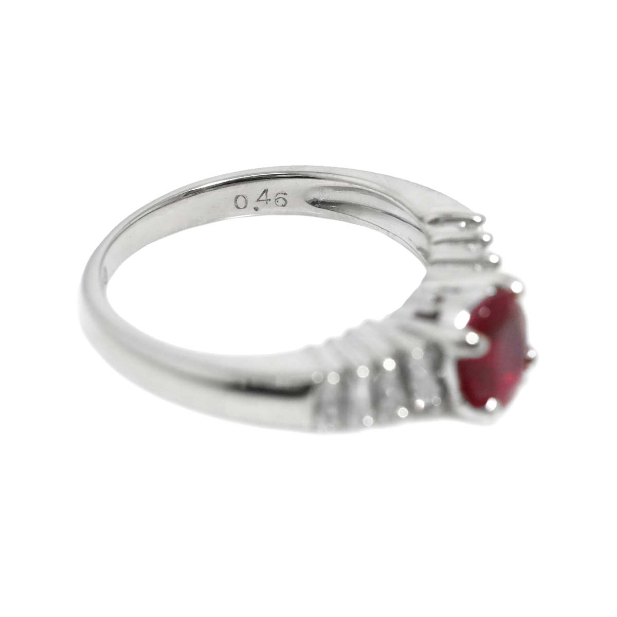 Ruby 0.68ct Diamond 0.46ct Ring Pt Platinum 5.25(US)