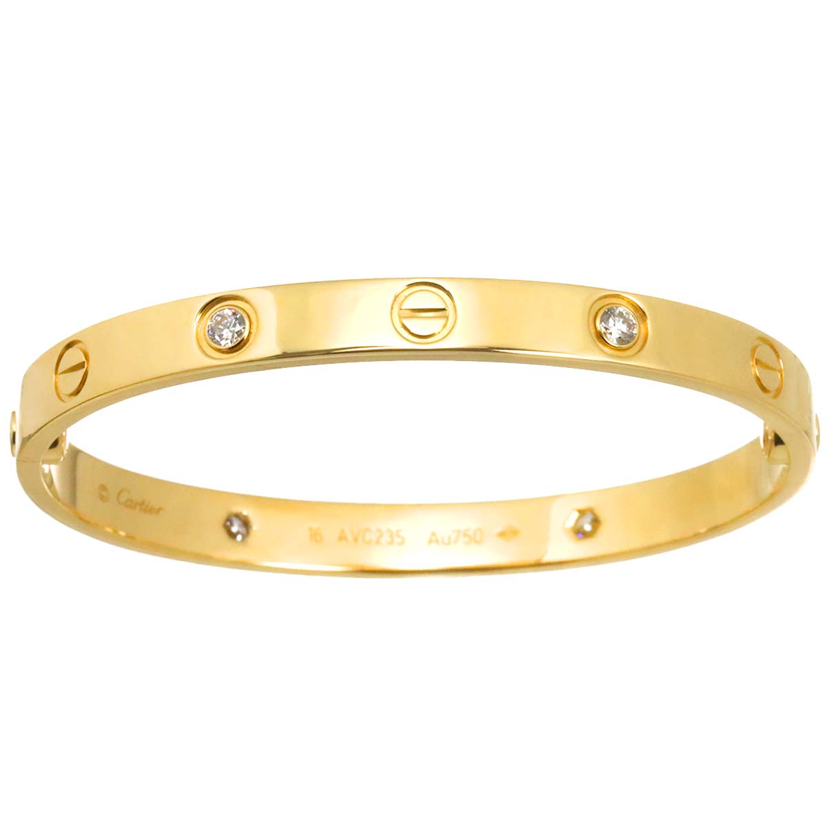 Love Bracelet Diamond 4P Bangle 18K YG 750 Size16