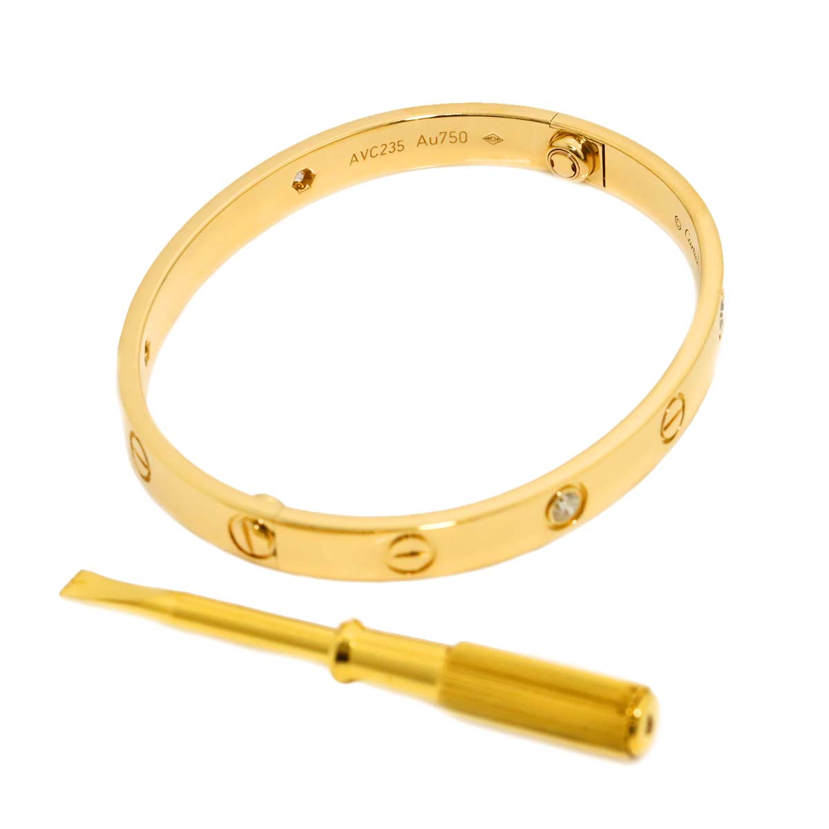 Love Bracelet Diamond 4P Bangle 18K YG 750 Size16