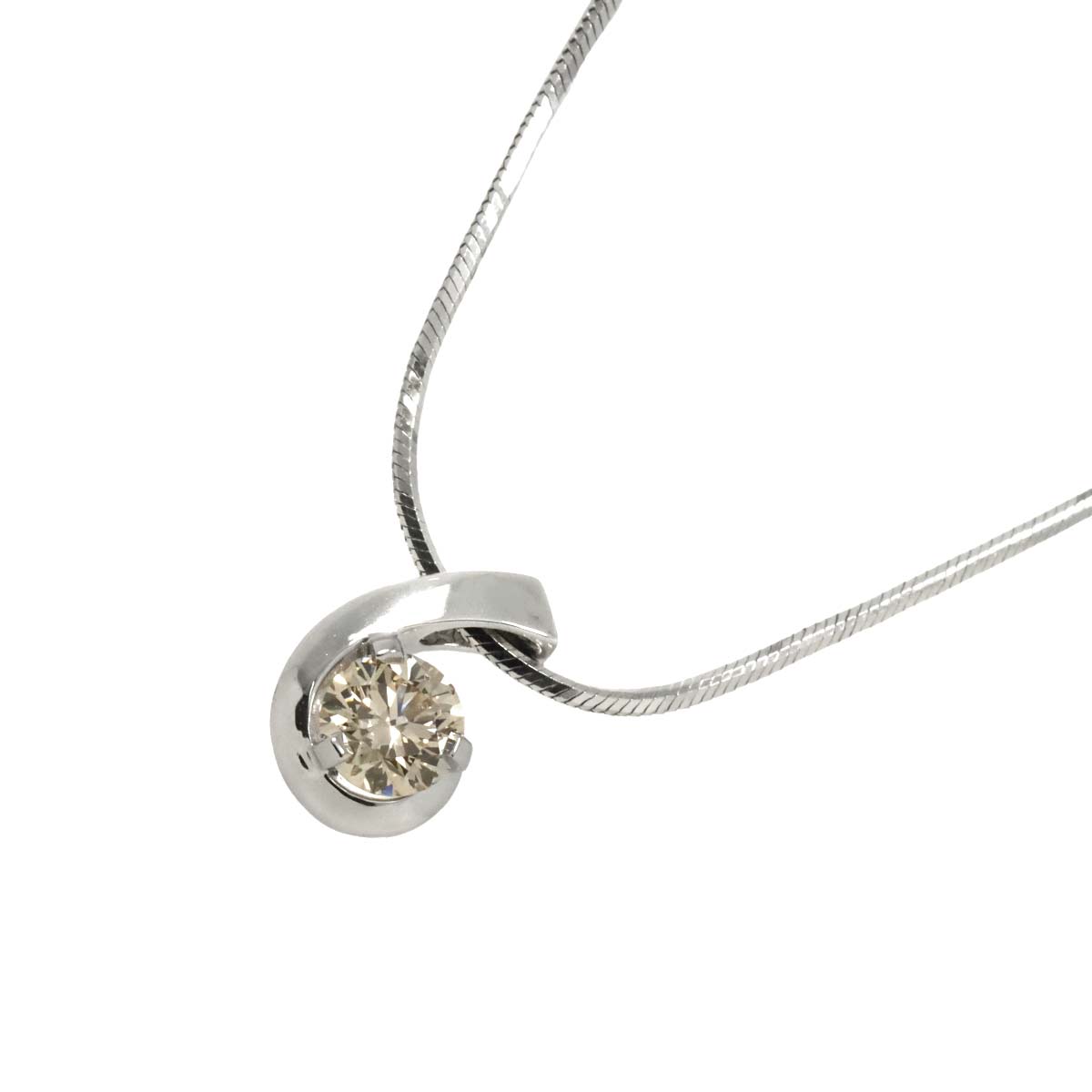 Brown Diamond 0.30ct Necklace 18K White Gold 750