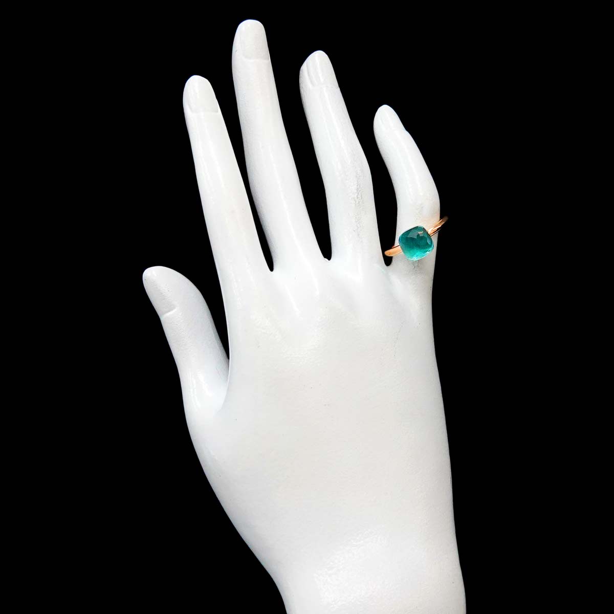 BlueTopaz Petit Ring 18K PG WG 750 size51 5.5-5.75(US)