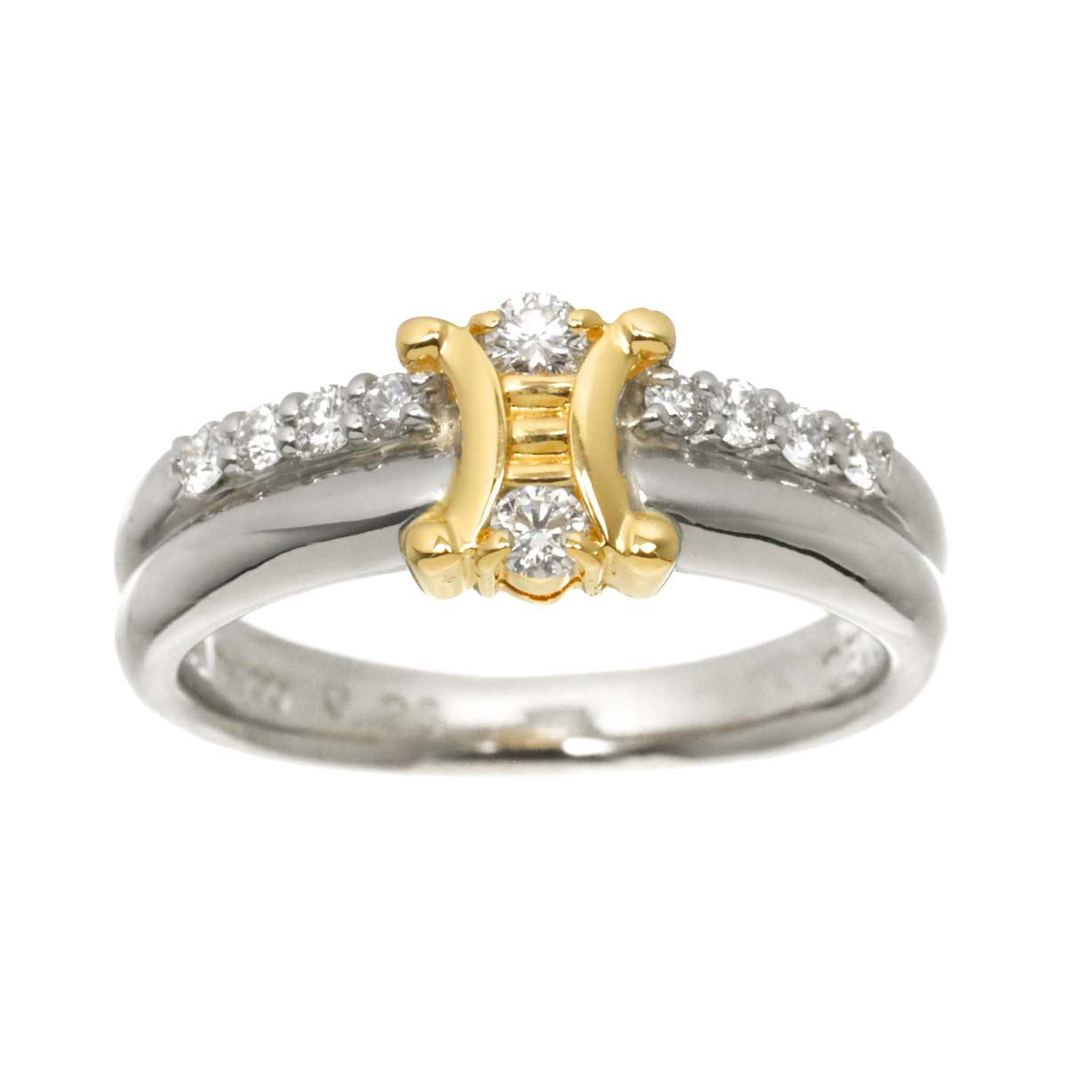Triomphe Diamond 0.26ct Ring 18K YG 750 Pt size6(US)