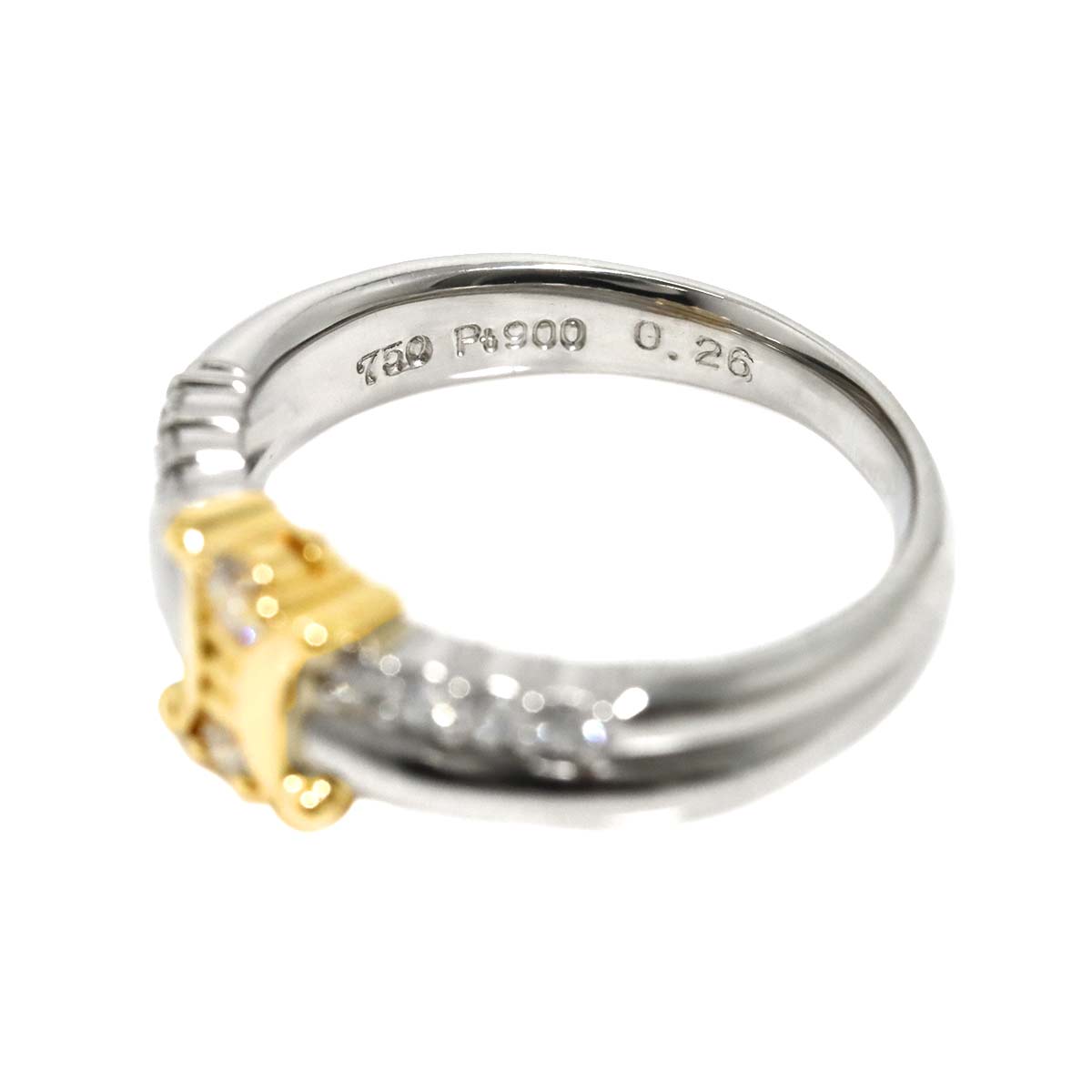 Triomphe Diamond 0.26ct Ring 18K YG 750 Pt size6(US)
