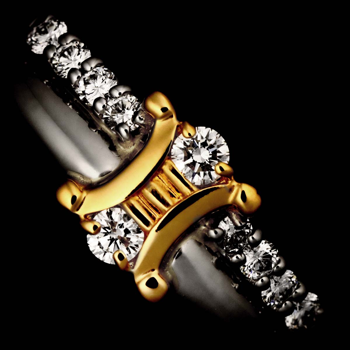 Triomphe Diamond 0.26ct Ring 18K YG 750 Pt size6(US)