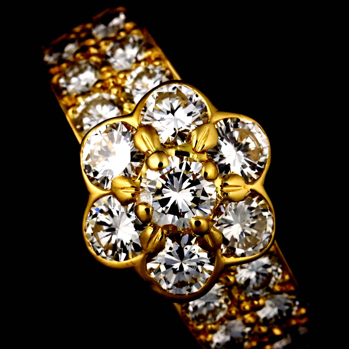 Diamond Ring 18K YG 750 size4.5(US)