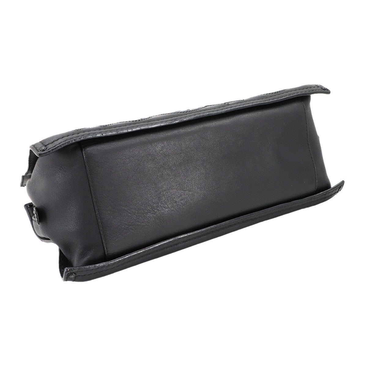 Shopper Tote Bag Leather Black Studs Purse