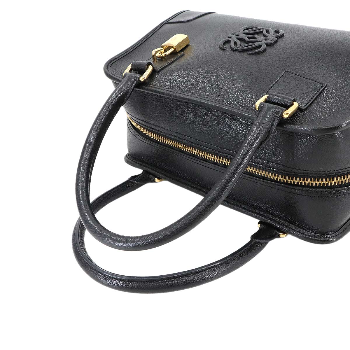 Amazona 28 Hand Bag Leather Black Anagram Purse